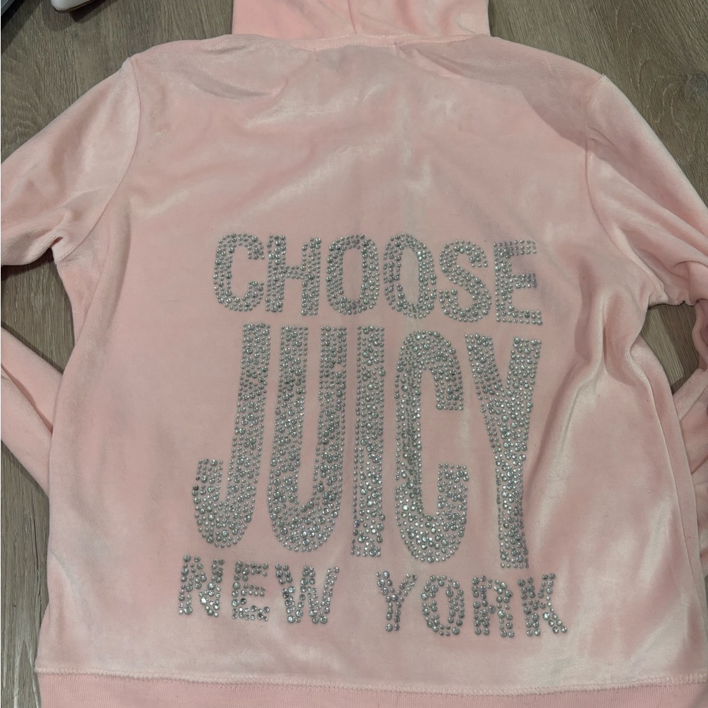 Juicy couture pink rhinestone zip up hoodie